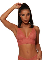 Gossard Boho Lace Longline V-Bügel BH mit Frontverschluss Dusty Cedar