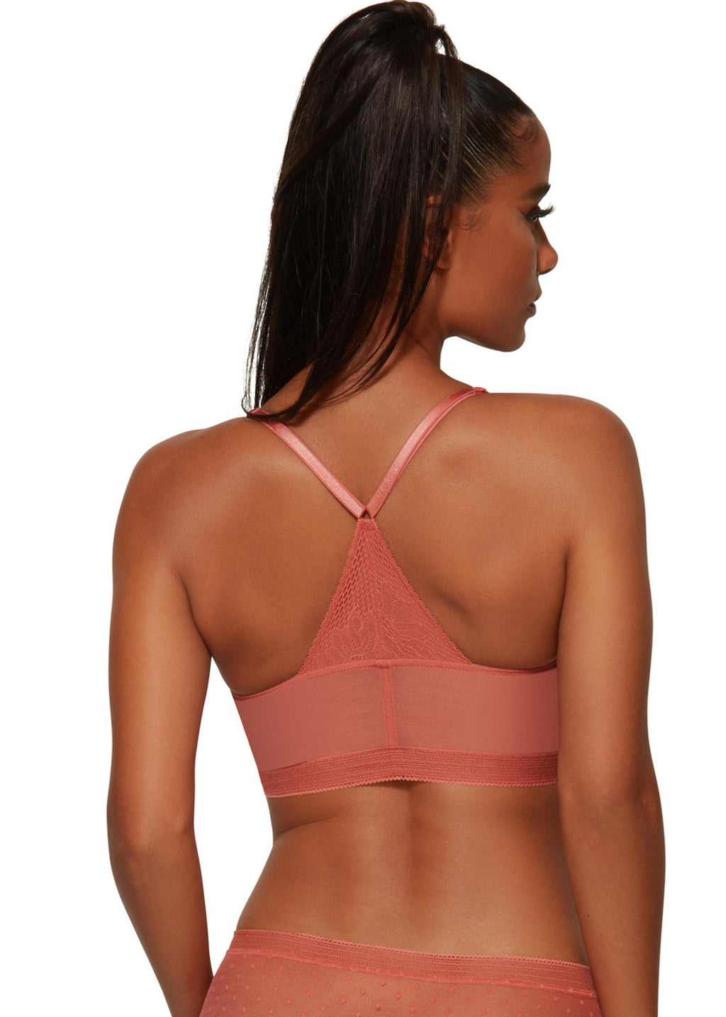 Gossard Boho Lace Longline V-Bügel BH mit Frontverschluss Dusty Cedar