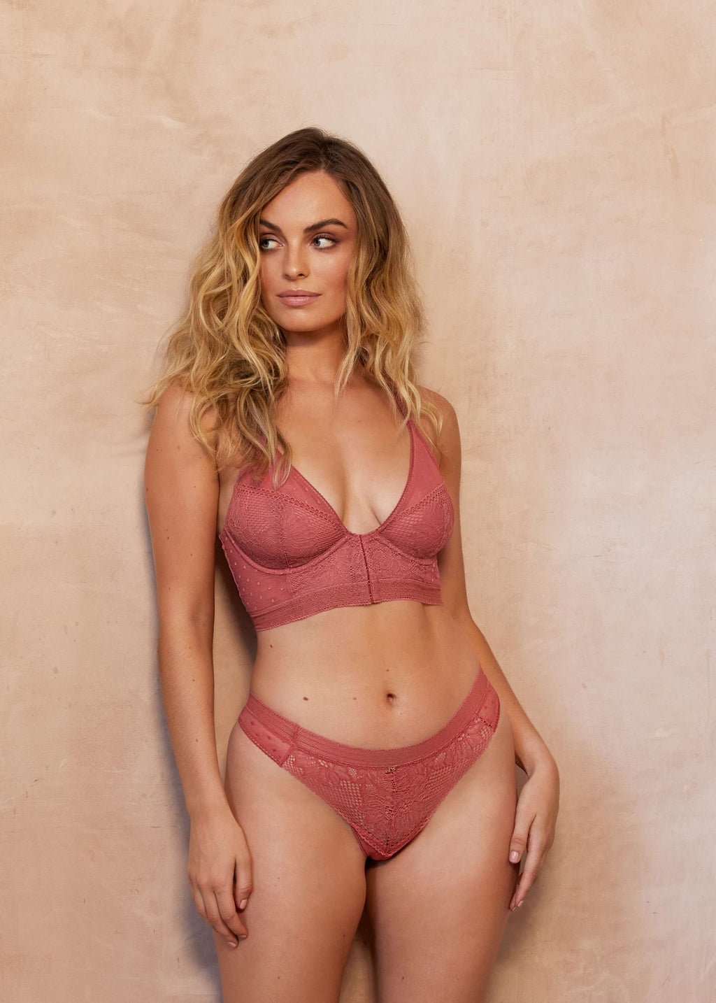 Gossard Boho Lace Longline V-Bügel BH mit Frontverschluss Dusty Cedar