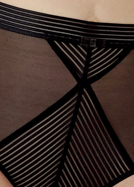 Gossard Sheer Stripe Taillen Slip Black