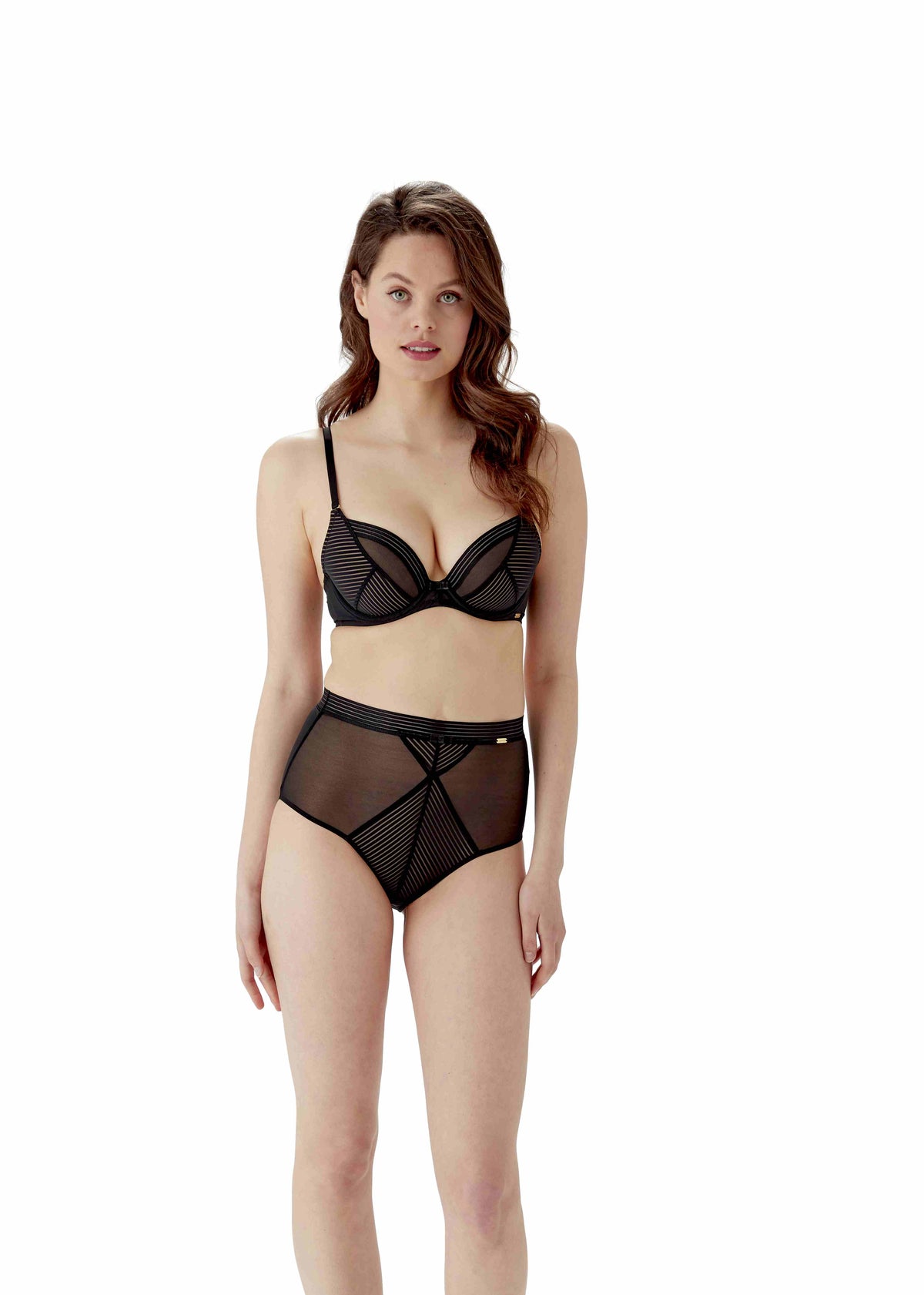 Gossard Sheer Stripe Taillen Slip Black