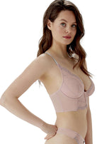Gossard Lace Longline V-Bügel BH mit Frontverschluss Balettpink/Silver