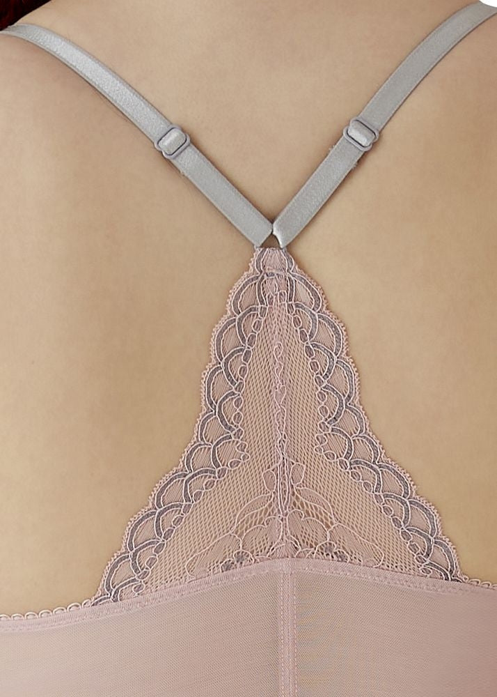 Gossard Lace Longline V-Bügel BH mit Frontverschluss Balettpink/Silver