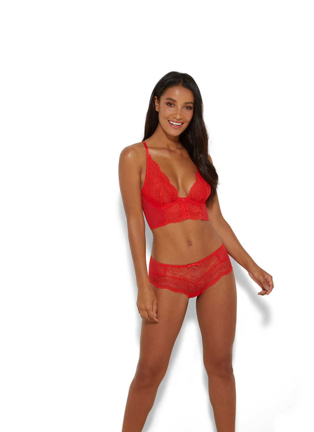 Gossard Lace Longline V-Bügel BH mit Frontverschluss Chilli Red