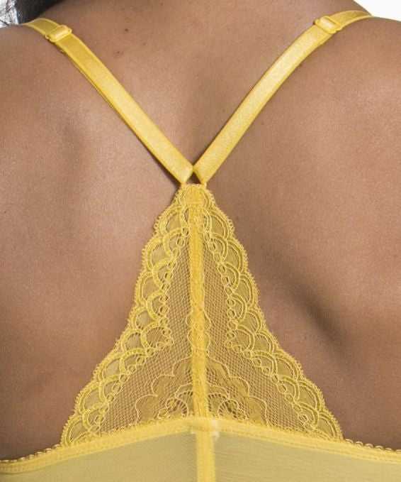 Gossard Lace Longline V-Bügel BH mit Frontverschluss Spicy Mustard